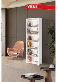 Resim 8121 Evm Kitaplık , 6 Bölmeli , 5 Raflı , Beyaz - Söğüt , Ofis , Çalışma Odası , Salon Diğer 