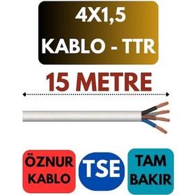 Resim Öznur 4x1,5 Ttr Kablo Metre Seçenekli Beyaz - 15 Metre 