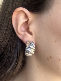 Resim Dalgalı Bombe Küpe 