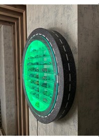 Resim Araba Rafı Şeffaf Mika Kapaklı Işıklı Mobilya Açık Yeşil 