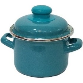 Resim Akıllıelma-alev 12 Cm Emaye Derin Tencere 0,90 Lt Turkuaz Turkuaz 