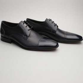 Resim Gondol Erkek Hakiki Deri Klasik Lacivert 42 Ttx.155 