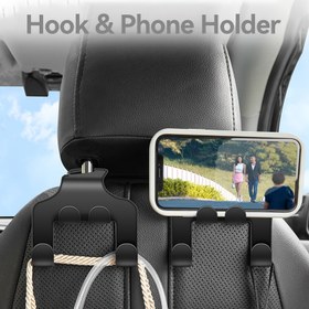 Resim 1/2 Adet Araç Koltuk Başlığı Askıları, 4’ü 1 Arada Araç Sırtlık Depolama Organizatörü - Evrensel Çanta, Cüzdan, Elbise, Şemsiye ve İç Aksesuarlar için Araba Sırtlık Asma Kancaları 