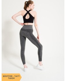 Resim Formactive Barni Dikişsiz Çapraz Detaylı Büstiyer - Tayt Takım 