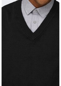 Resim Only & Sons Onslusım Lıfe Rlx 12 V-neck Vest Knıt Erkek Siyah Yelek - 22030784 Siyah 