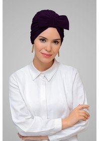 Resim Hürrem Bone Mürdüm Pratik Hazır Geçmeli Tesettür Bone Sandy Kumaş Fiyonklu Bü (545490873) Mürdüm 