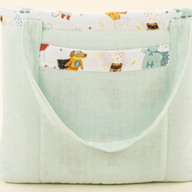 Resim Bebek Bakım Çantası - Su Yeşili Muslin - Süper Kahramanlar 