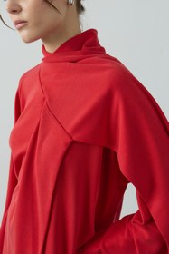 Resim Flex Şal Yaka Tunik Kırmızı - Kırmızı / 36-38 
