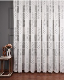 Resim Evdepo Home Patchwork Desen Tül Perde 1/2 Seyrek Pile - Tek Kanat - Ekru 