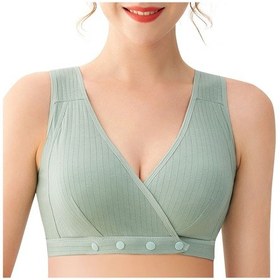 Resim Mufunye Emzirme Dönemi İçin Rahat Önden Çıtçıtlı Kolsuz Sütyen - Yeşil, Xl Boy, Pamuklu, Çıkarılabilir Pedli 