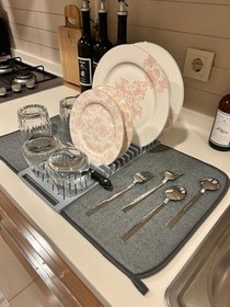 Resim Mutfak Tezgah Mikrofiber Su Emici Bulaşıklık Matlı Bulaşık Dizme Ve Kurutma Matı 