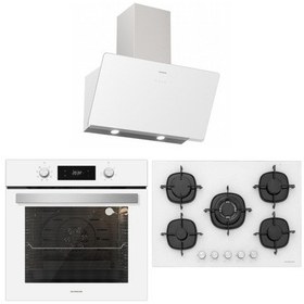 Resim Silverline BO6504W01 - CS5365W01 - 3457 Soho 60 Beyaz Cam Ankastre Set 