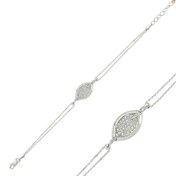 Resim Bracelet femme en argent et pierre blanche 