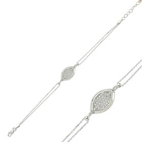 Resim Bracelet femme en argent et pierre blanche 