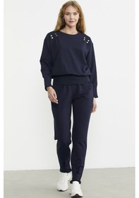 Resim Omuz Düğme Detaylı Eşofman Takım - Lacivert 001 