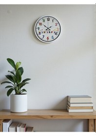Resim 36 Cm Beyaz Çocuk Odası Duvar Saati Çok Renkli 