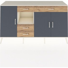 Resim Hyperion Konsol 4 Raflı 4 Çekmeceli 3 Kapaklı 176x44x99 Aytaşı-antrasit/çam Aytası/antrasıt - Aytası 