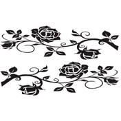 Resim Sones 2 Adet/takım D-545 Gül Desenli Araba Modifiyeli Dekoratif Çıkartma Siyah 