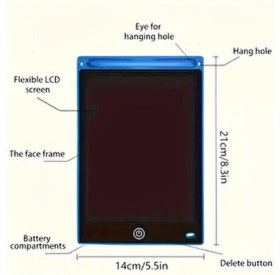 Resim Yakut 8,5 İnç Writing Silinebilen LCD Grafik Dijital Kalemli Çizim Tableti (Siyah) 