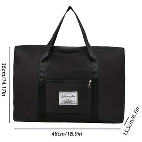 Resim Elmpaly Siyah Xl Katlanır Valiz Çantası, Genişleyen Spor Çantası, Büyük Kapasiteli Seyahat Çantası Siyah 