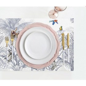 Resim Çizgisel Tasarım Kumaş Amerikan Servis 4'lü Set 35x50cm Keten, Ulusl.yıkama Ve Solmama Sertifikası Çok Renkli 