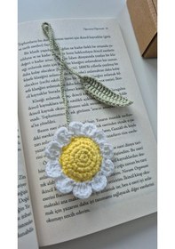 Resim Dolgulu Papatya Amigurumi Kitap Ayracı Hediyelik Kitap Aksesuarı 