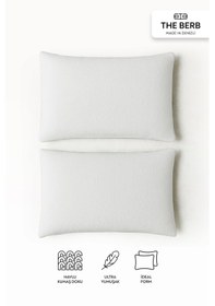 Resim 2'li Havlu Dokulu Yastık Kılıfı Seti 50 X 70 Fermuarlı Yumuşak Terry Kumaş Kar Beyaz 