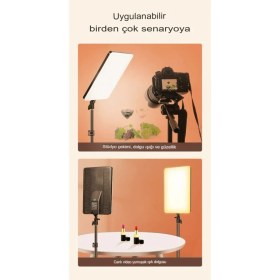 Resim Ensiga 19 Inç LED Video Işık Kiti Studio Pograph Light Kamera Lambası Dimmabable Tripodlu Panel Işık 