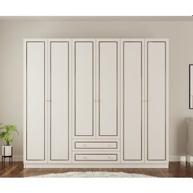 Resim Rabi Mobilya Grey Country 6 Kapak 2 Çekmeceli Gardırop 