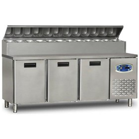 Resim Dampak 3 Kapılı Alçak Monte Pizza Hazırlık Dolabı 450 Litre 200 X 70 X 109 Cm 