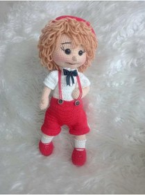 Resim OYUNCAKPARK Şapkalı Kırmızılı Bebek Amigurumi Organik Oyuncak 