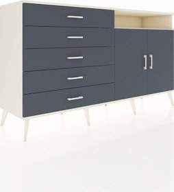 Resim Hyperion Konsol 2 Raflı 5 Çekmeceli 2 Kapaklı 176x44x99 Aytaşı-an Aytaşı-antrasit 