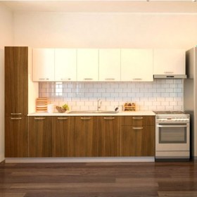 Resim Tdesigno Yaprak Hazır Mutfak Dolabı Kiler Dahil 320 CM Ceviz Ve Beyaz Tezgah Dahil Değil NoColor-de527ed1 