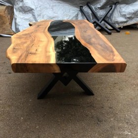 Resim Epoksi Dolgulu Ahşap Masa Epoksi Reçine Masa 