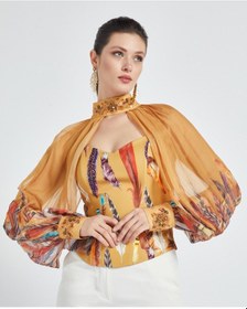 Resim İşleme Detaylı Bolero Ve Büstiyer Takım - Çıkarılabilir Bolero - Modern Ve Şık - Özel Gün Ve Davetler İçin Takım Safran Çok Renkli 