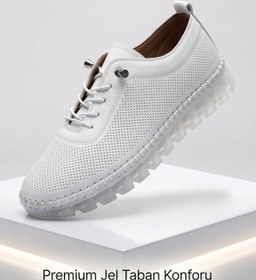 Resim FlexiGel Tam Ortopedik Jel Tabanlı Kadın Beyaz Loafer - Ultra Esnek Nefes Alabilir Hafif Günlük Anne Ayakkabısı 