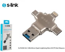 Resim S-Link SL-TA35M 4in1 USB+Micro+TypeC+Lightning Micro SD (TF) Kart Okuyucu S-Link SL-TA35M 4in1 USB+Micro+TypeC+Lightning Micro SD (TF) Kart Okuyucu