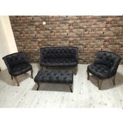Resim Antrasit Çay Seti Berjer Koltuk Takımı 2+1+1 Koltuk Ve Bench Bank 