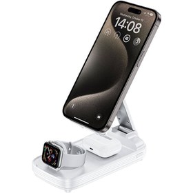 Resim Benks MP13 5in1 Dijital LED Göstergeli Katlanabilir Kablosuz Şarj Standlı Powerbank 15W 10000mAh - Beyaz 