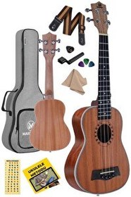 Resim Maxword MU-21 PRO Yüksek Kaliteli Maun Soprano Ukulele Seti 