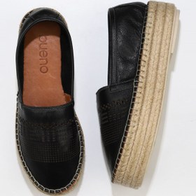 Resim Bueno Shoes Siyah Deri Kadın Dolgu Topuklu Espadril Ayakkabı 01wq3510 