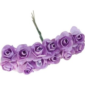 Resim Vkemall El Yapımı 12 Adet Mor Kağıt Gül - Düğün, Parti Dekorasyonu İçin 