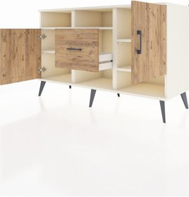 Resim Hyperion Konsol 5 Raflı Tek Çekmeceli 2 Kapaklı 132x44x83 Aytaşı-çam Çam 