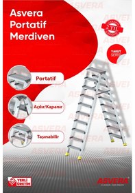 Resim Yakut Serisi 10+10 Alüminyum Çift Çıkışlı Merdiven Bahçe, Depo, Asma Kat, İşyeri 1 Adet 