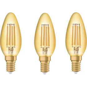Resim Osram - Vintage 1906 LED Classic 4.5W-36W Sarı Işık E14 Duy Mum Rustik Filamentli Ampul 3 Adet 