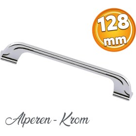 Resim Badem10 Alperen 128 mm Düz Mobilya Mutfak Dolabı Çekmece Dolap Kapak Kulbu Krom Metal Kulp 