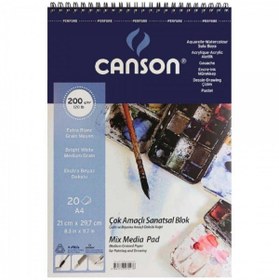Resim Canson Multi Purpose Art Pad Medium Grain 200gr Çok Amaçlı Resim Defteri 20 Sayfa A4 (21x29.7cm) 