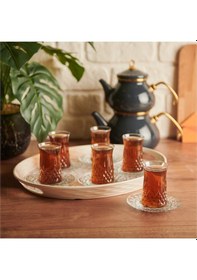 Resim Lav Odin Çay Seti Çay Takımı - 12 Parça Çay Bardağı Takımı Tabağı 6 Kişilik 