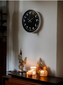 Resim 36 Cm Gri Arapça Rakamlı Duvar Saati Açık 