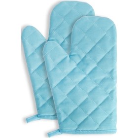 Resim Yanmaz Ve Isıya Dayanıklı Fırın Eldiveni Ve Tutacak 2 Eldiven, 2 Tutacak Açık Mavi 